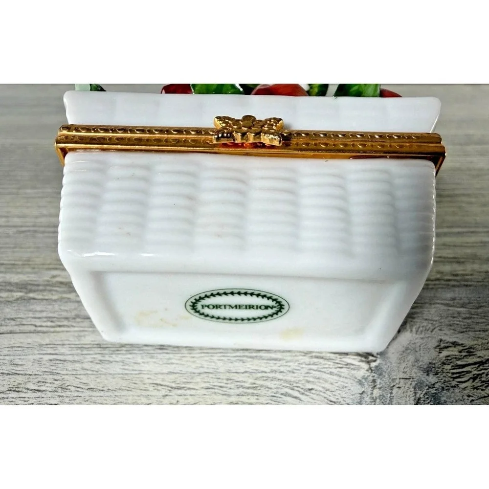 Vtg Portmeirion Ceramic 3D Peaches Fruit Hinged Trinket Box Peach Blossom Rare